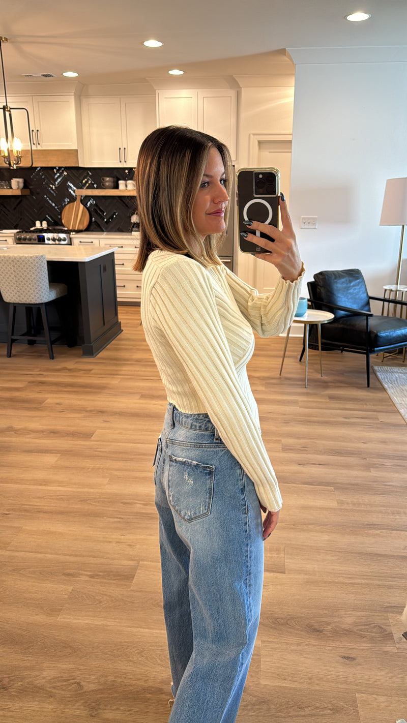 Asymmetrical Sweater Top, Cream