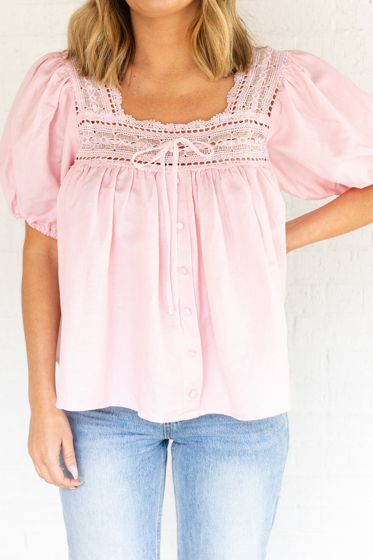 Pretty Little Thing Lace Square Neck Top, Pink