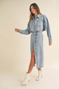 Denim Jacket and Skirt Set, Light Denim