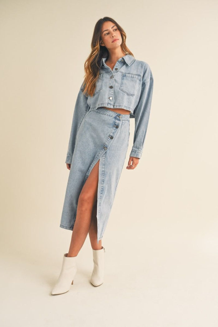 Denim Jacket and Skirt Set, Light Denim