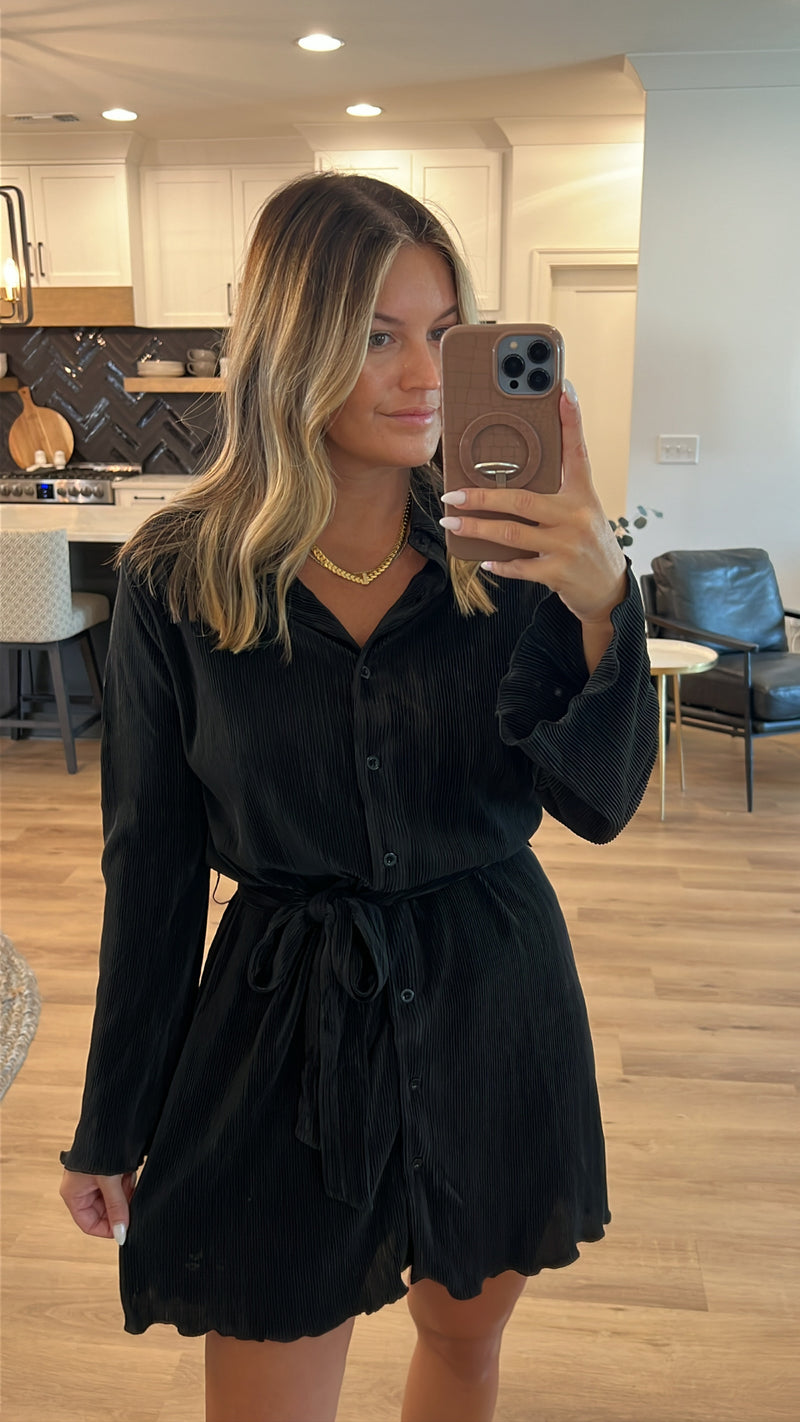 Made For You Button Down Dress, Black