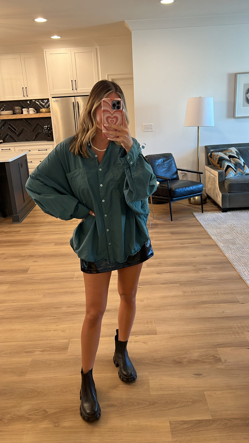 Oversized Button Down Top, Pine