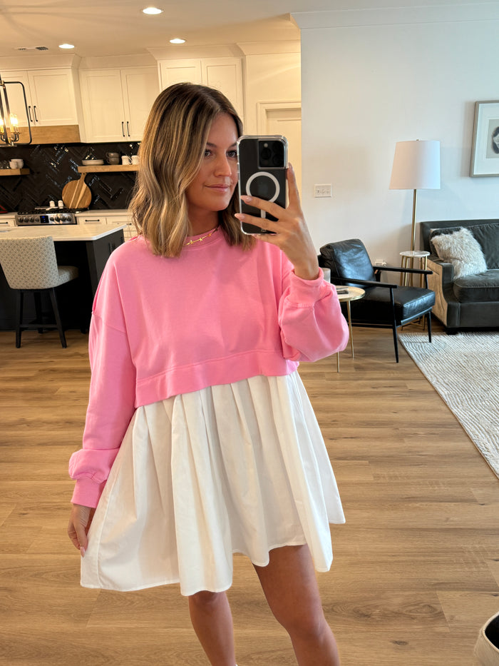Sweatshirt Dress, Pink