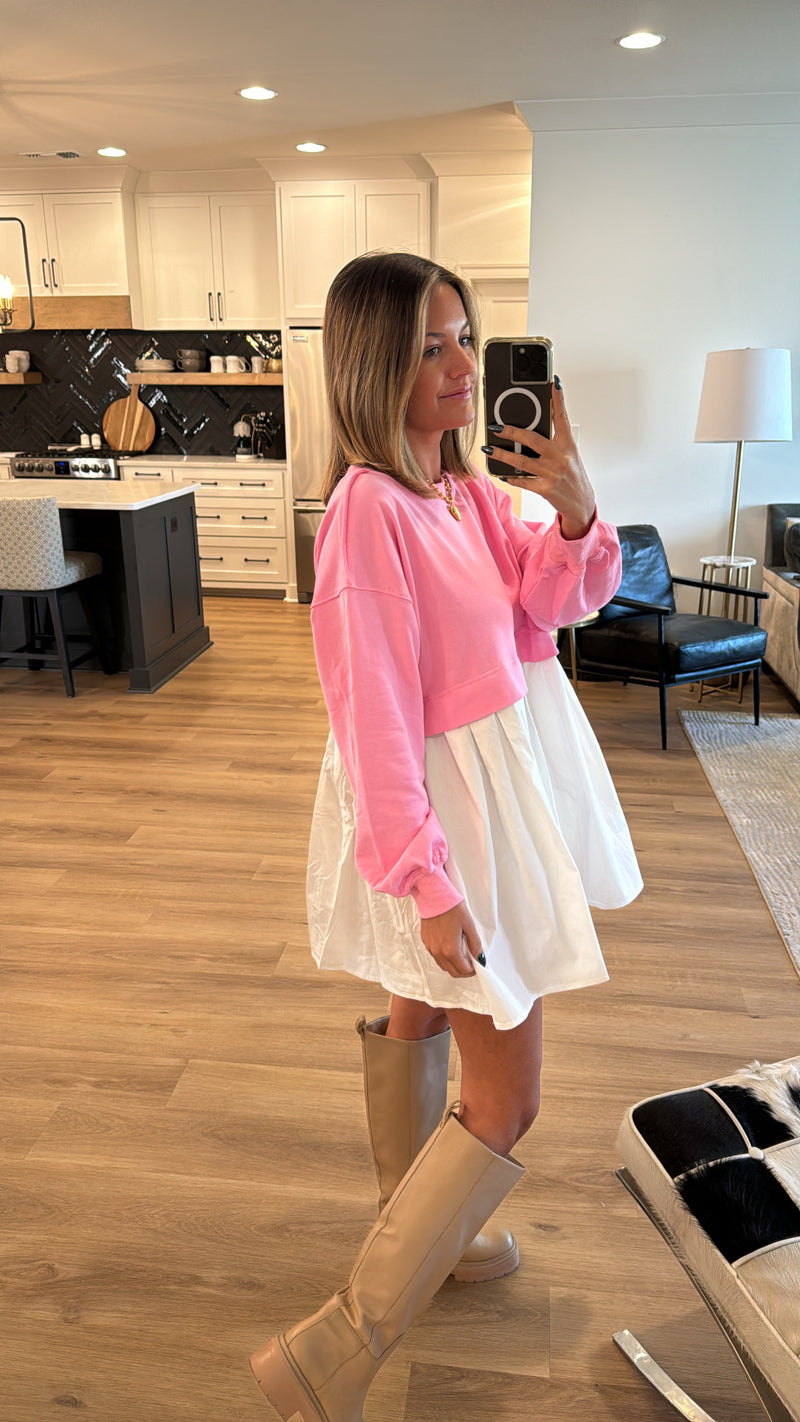 Sweatshirt Dress, Pink