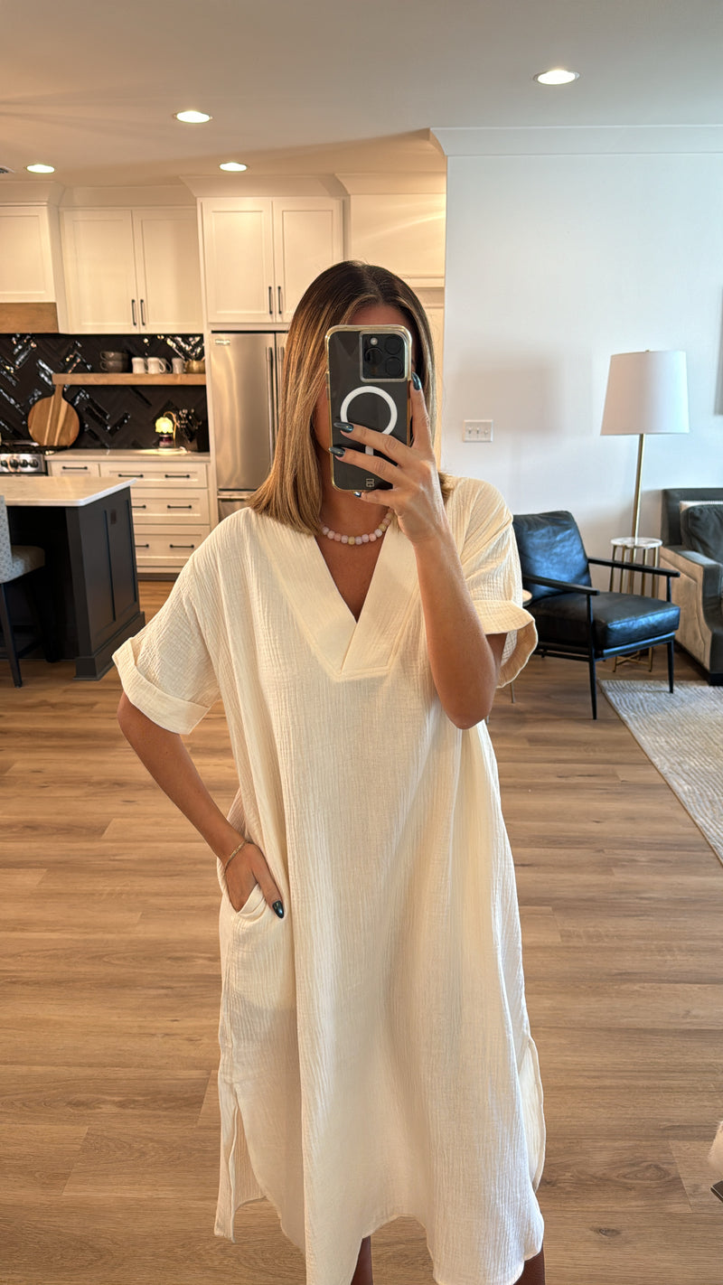 To the Market Midi Dress, Cream