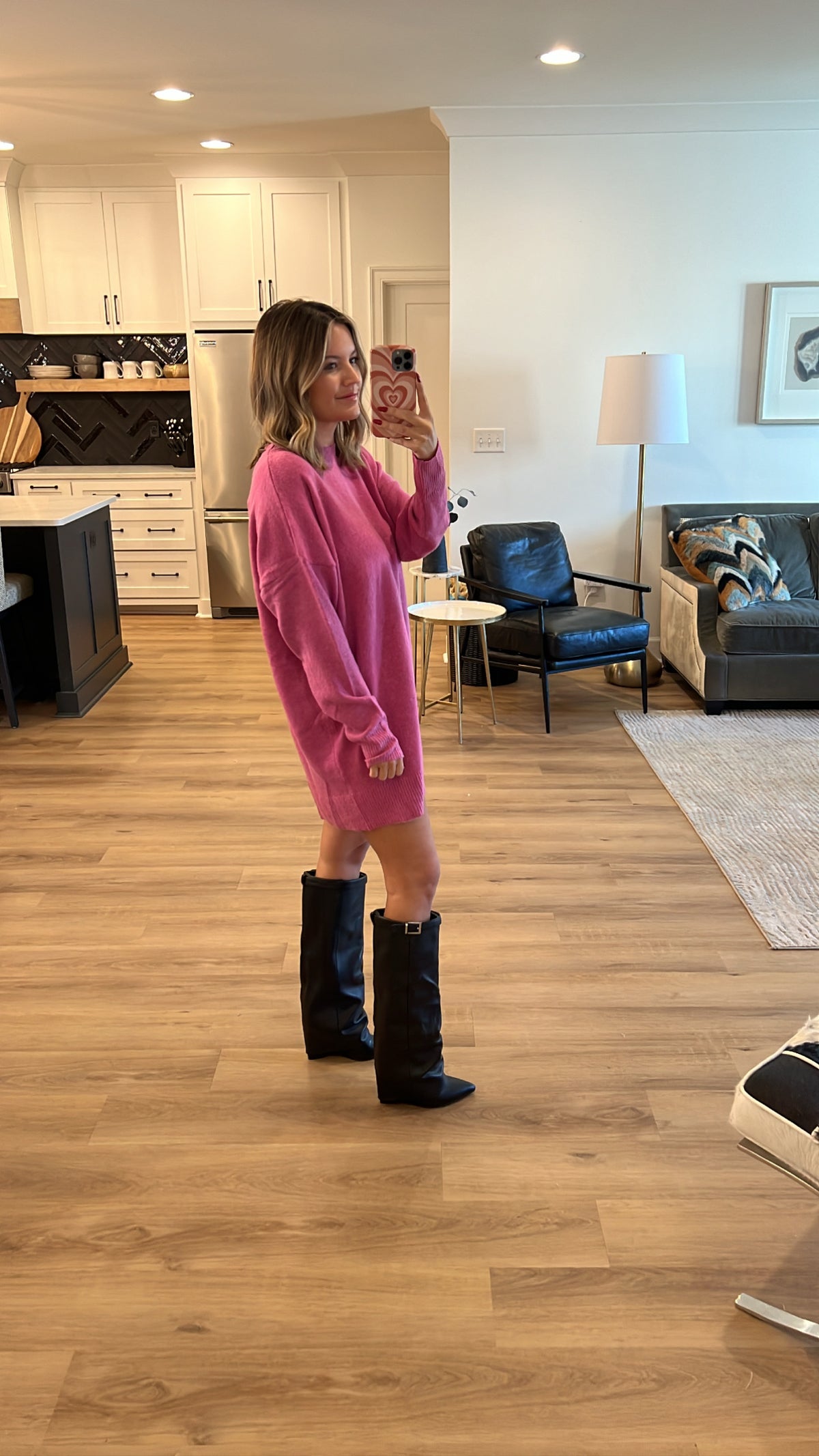 Relaxed Fit Sweater Dress, Pink