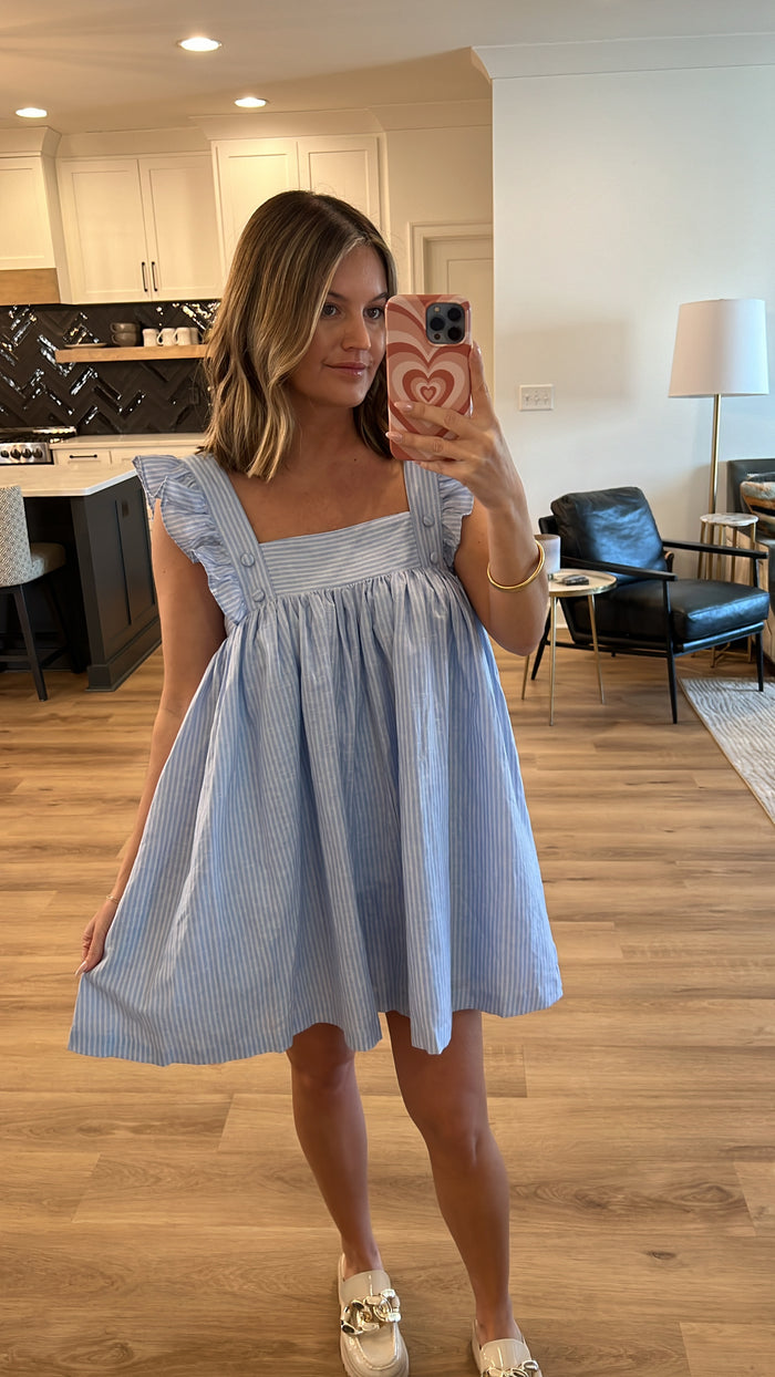 Back Bow Mini Dress, Light Blue