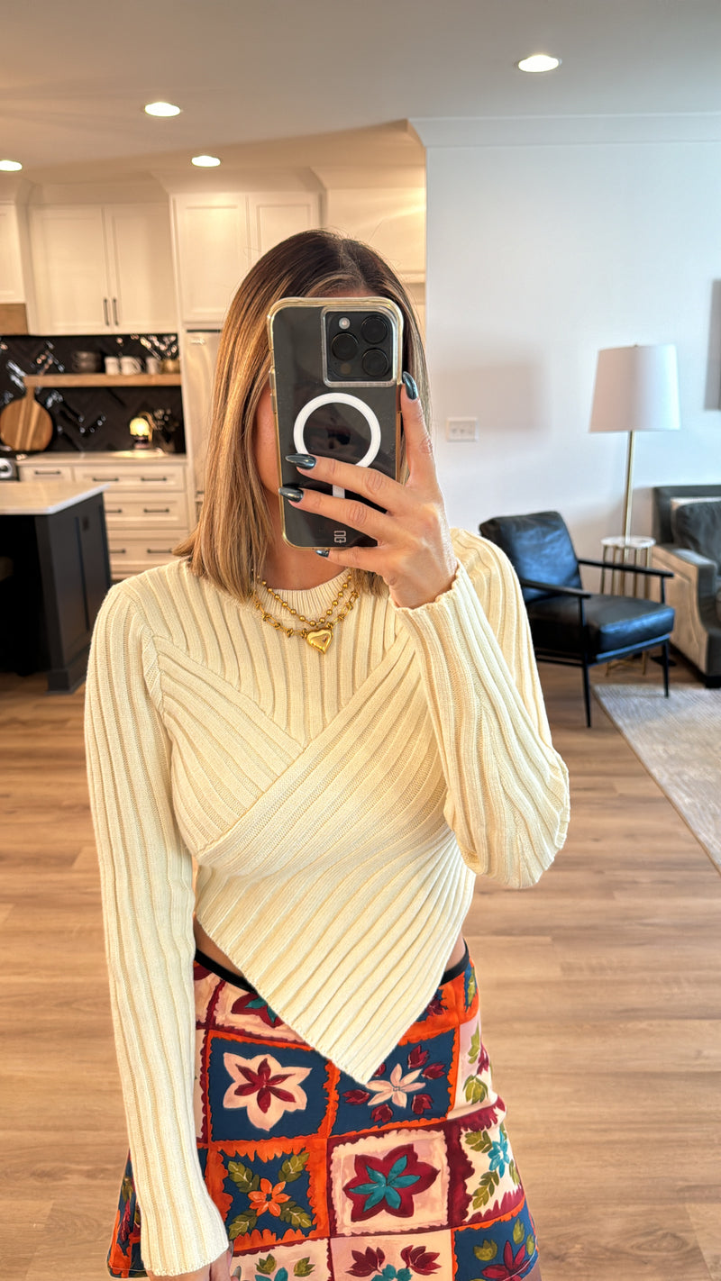 Asymmetrical Sweater Top, Cream