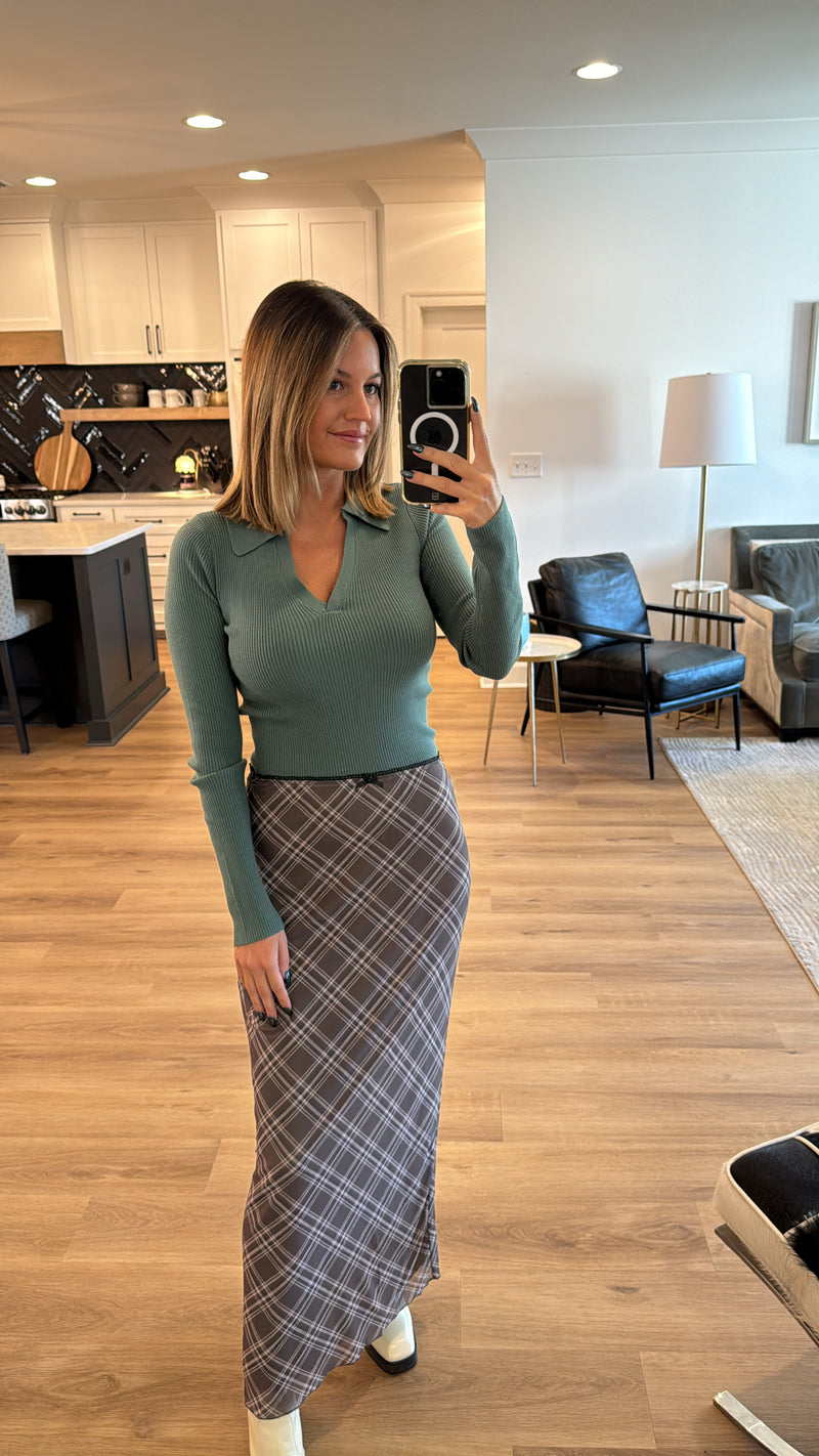 Plaid Mesh Maxi Skirt, Brown Multi