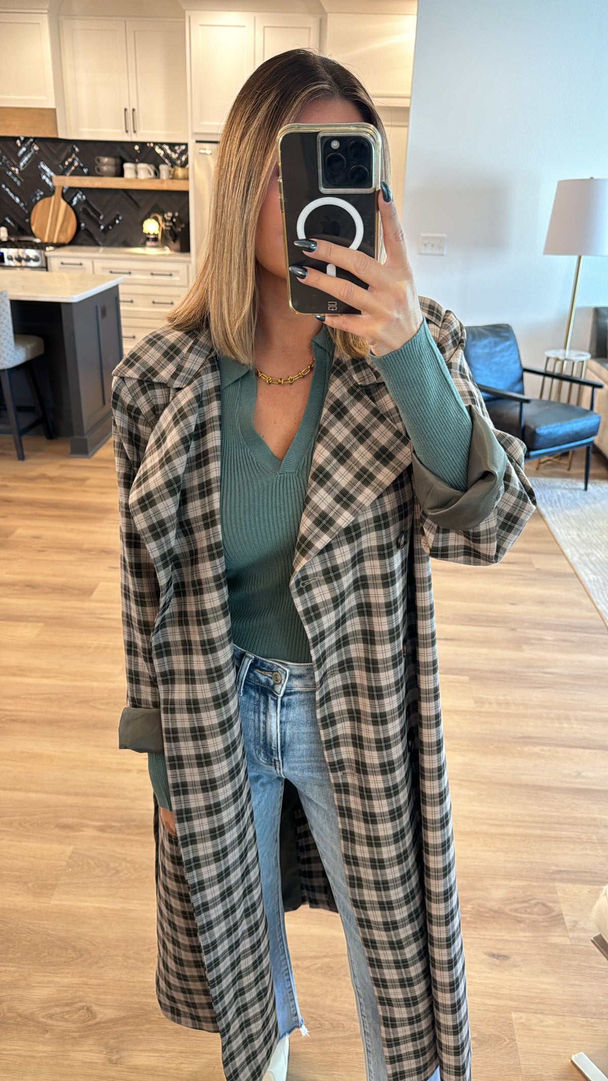 Romee Trench Coat, Grey Combo