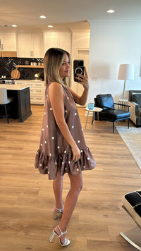 Polka Dot Mini Dress, Brown