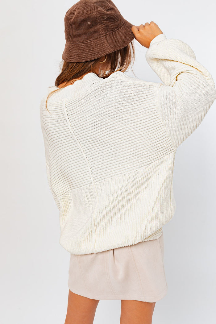 Ribbed Knitted Sweater, White
