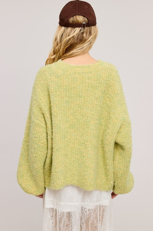 Confetti Sweater Cardigan, Lemon