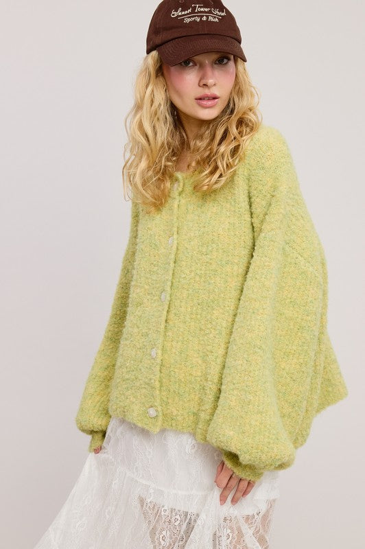 Confetti Sweater Cardigan, Lemon