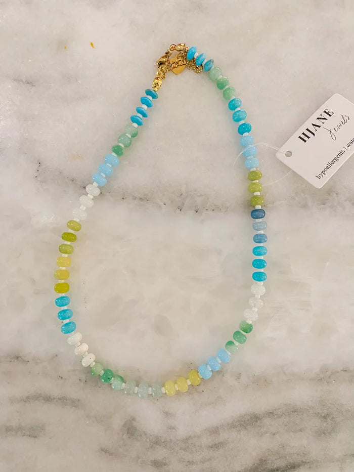 HJane Jewels Birdie Beaded Necklace, Blue and Green Combo