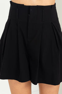Paper Bag High Waisted Shorts, Black
