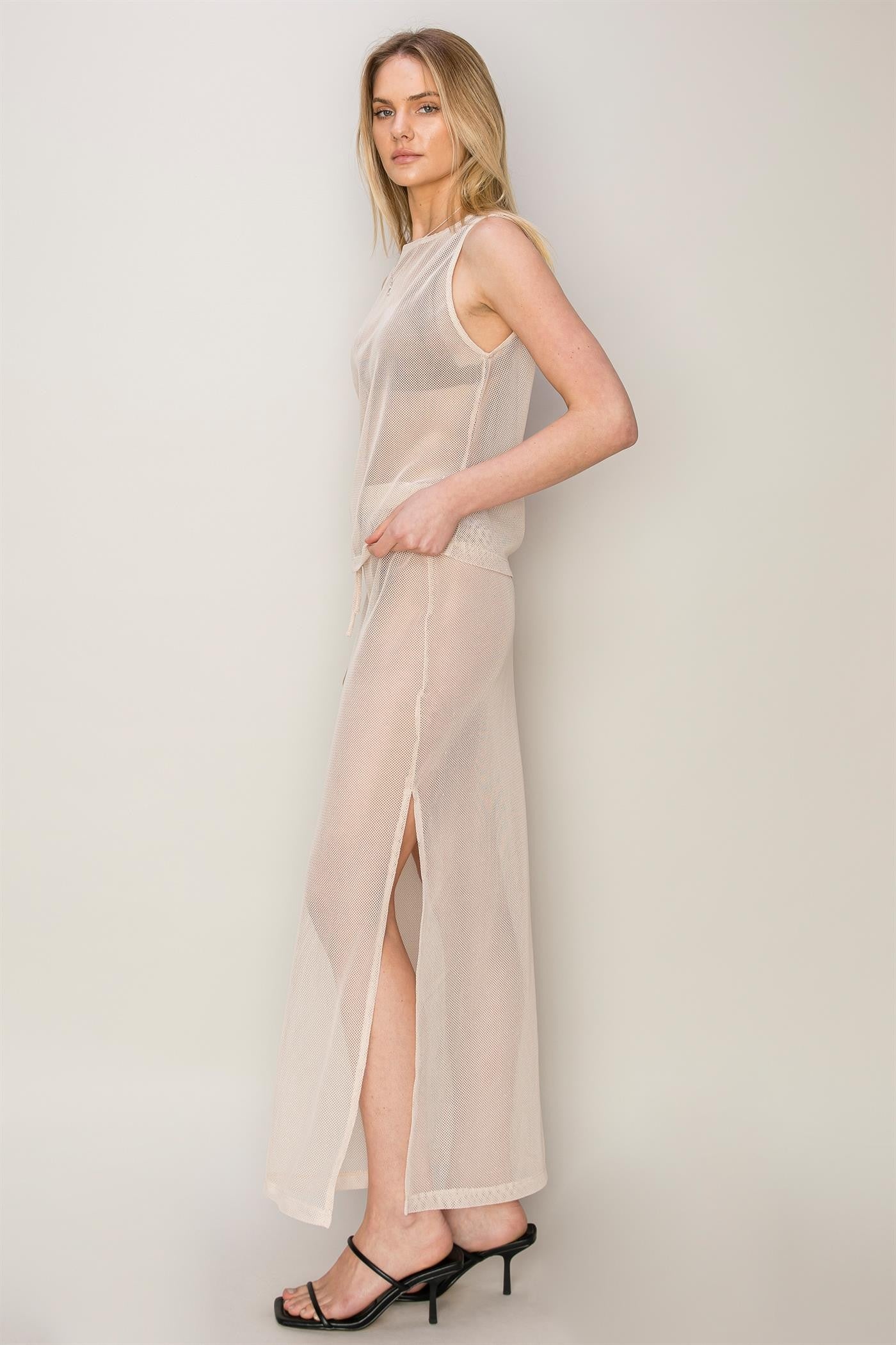 To The Beach Metallic Mesh Coverup, Cream – KAM