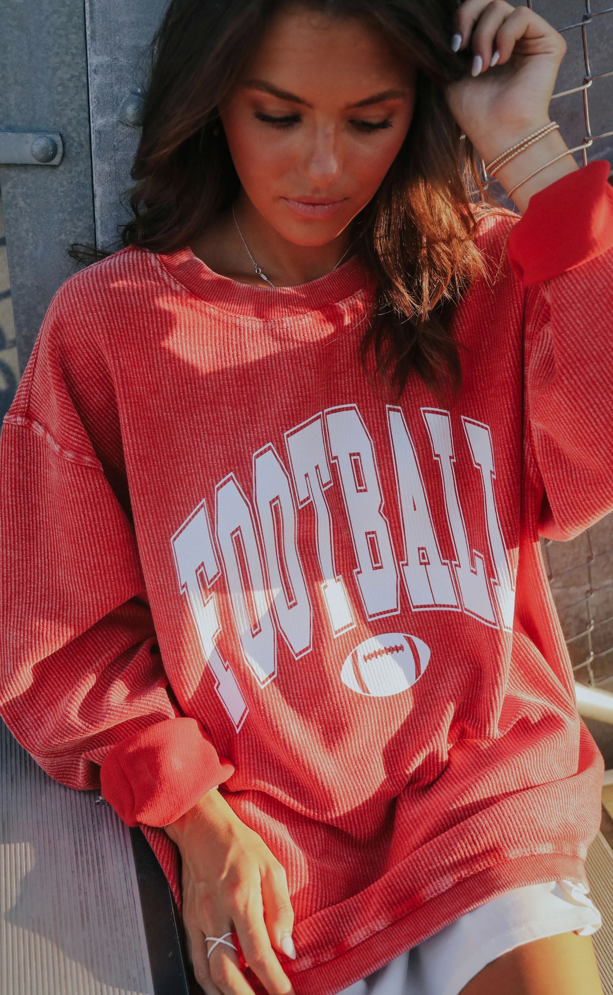 Charlie Southern: Football Corded Sweatshirt, Red