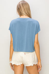 Best of the Best Cropped Tee, Gray Blue