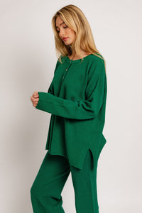 Button Up Sweater Top, Green