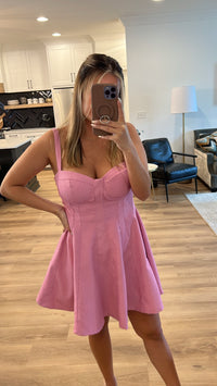 Shimmer Tweed Flare Mini Dress, Pink
