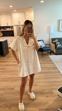 Sailor Collar Mini Dress, Ecru