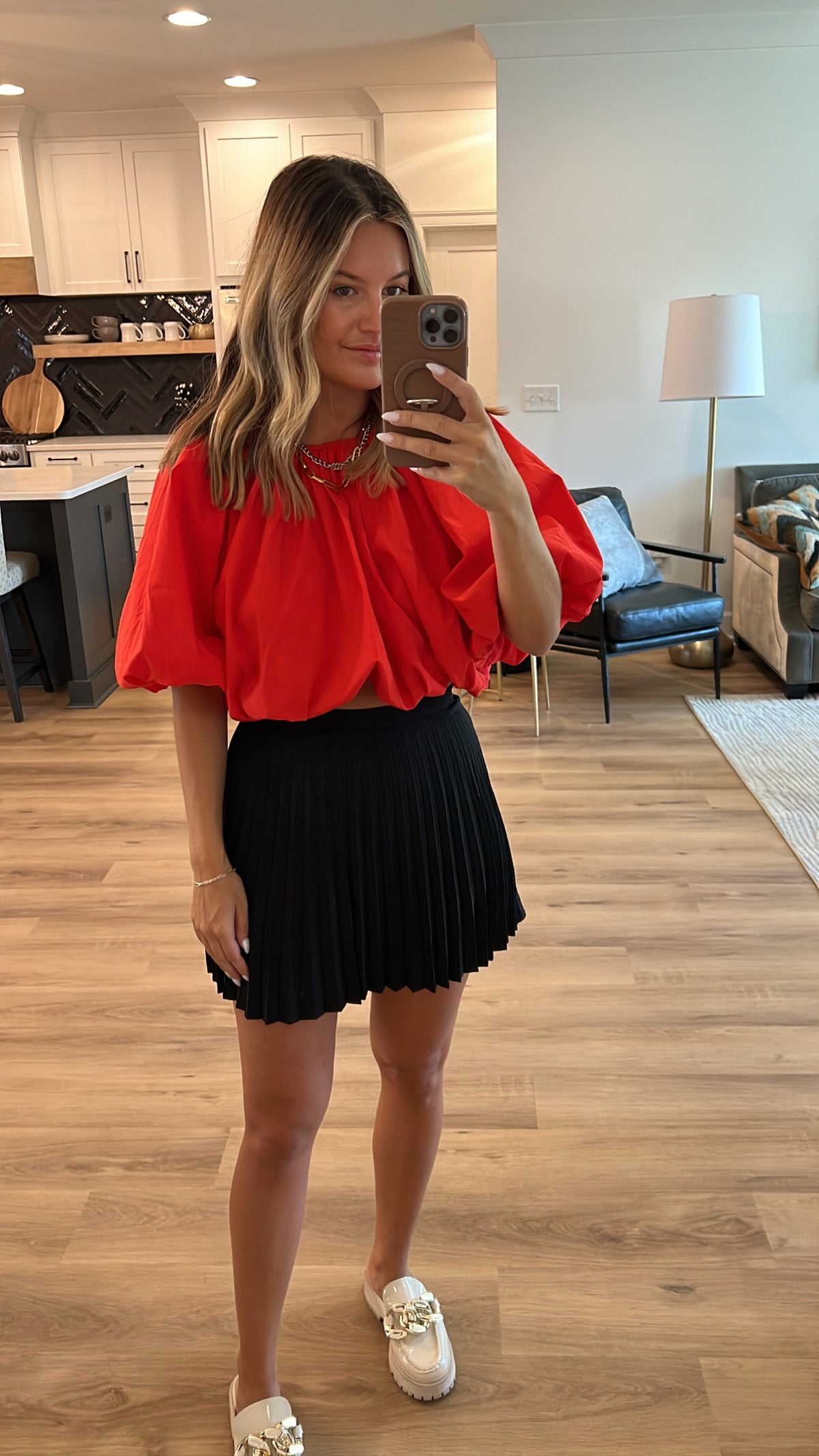 Greatest Fan High Waisted Pleated Skort, Black
