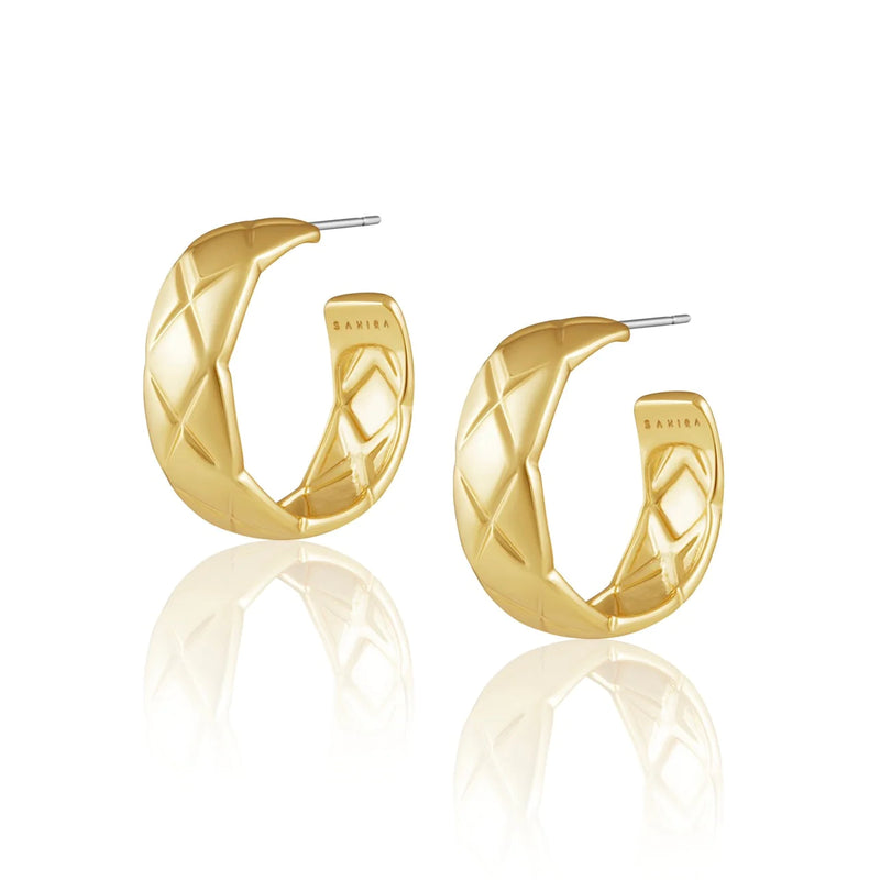 Sahira Libby Quilted Hoops, Gold