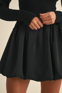 Ribbed Bubble Dress, Black