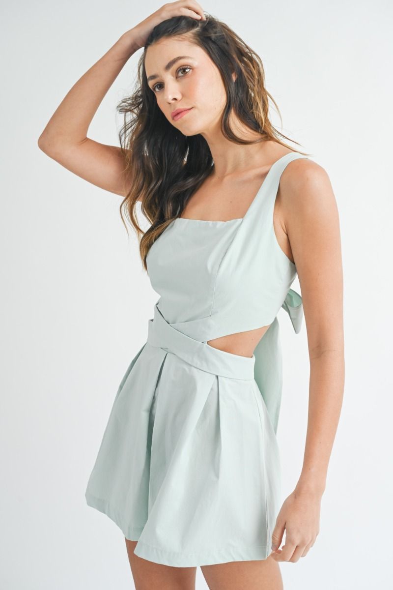 Open Back Romper, Mint