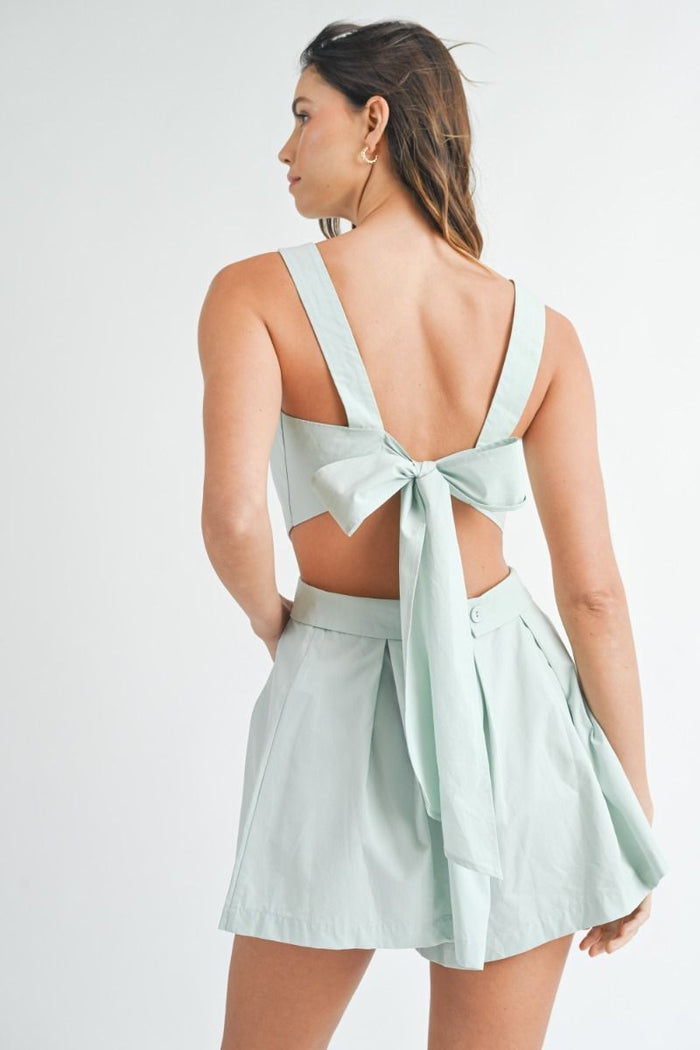 Open Back Romper, Mint