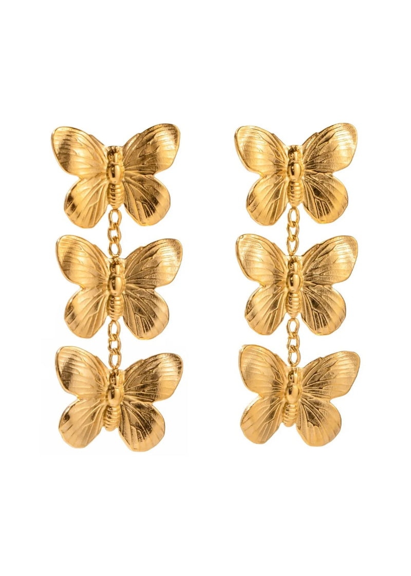 HJANE Jewels Triple Butterfly Stud, Gold