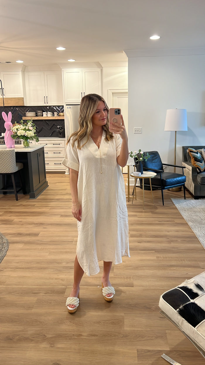 To the Market Midi Dress, Cream