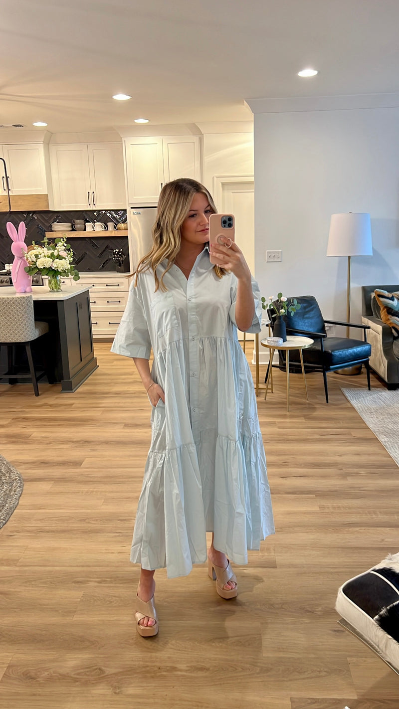 Sweet Baby Blues Tiered Midi Dress, Mint