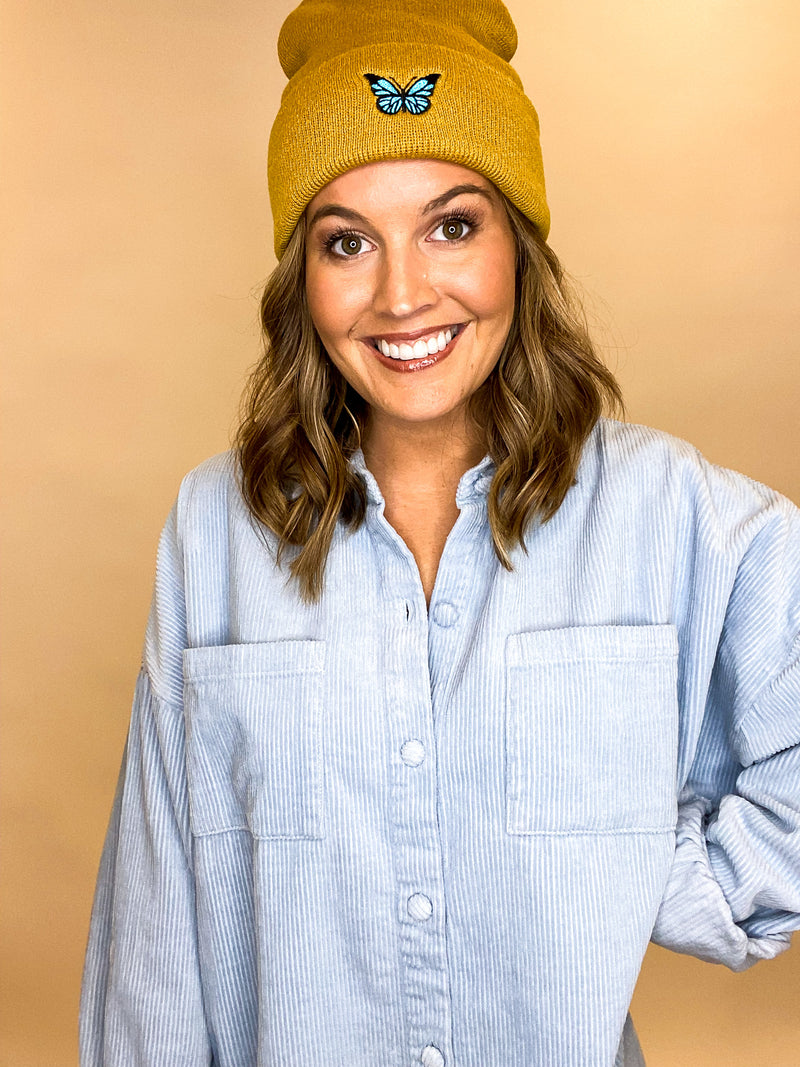 Ana Knit Cord Shirt, Smoke Blue