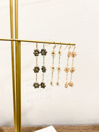 Flower Drop Earring, Grey Crystal