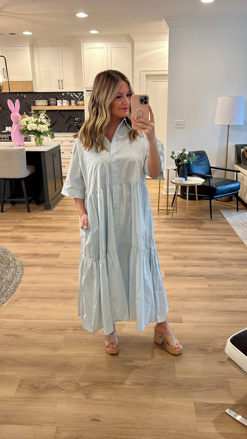 Sweet Baby Blues Tiered Midi Dress, Mint