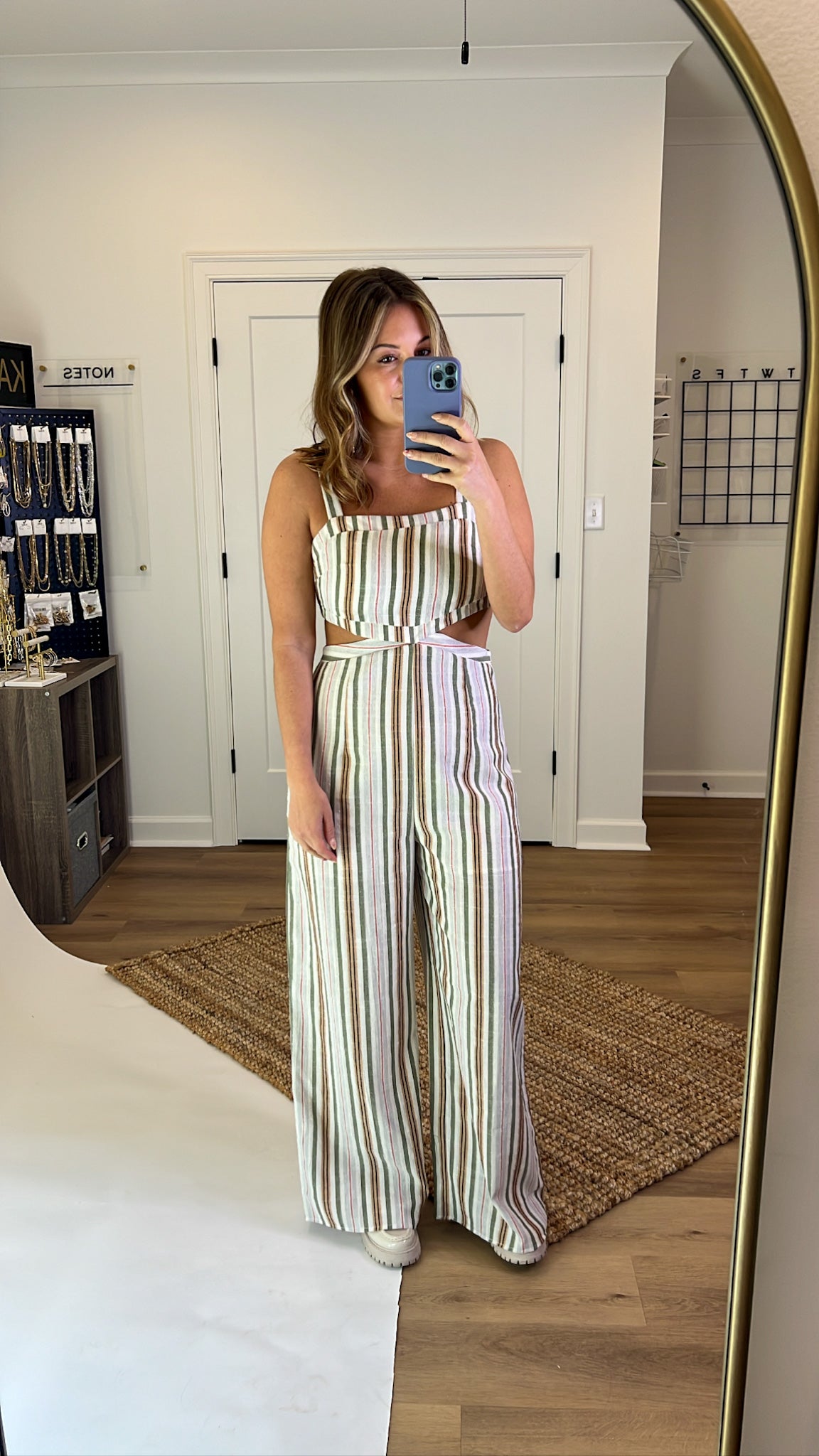 Striped 2024 cutout jumpsuit