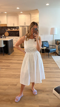 True Lover Poplin Cut Out Midi Dress, Off White