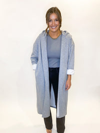 Tammy Oversized Hooded Cardigan, Heather Grey