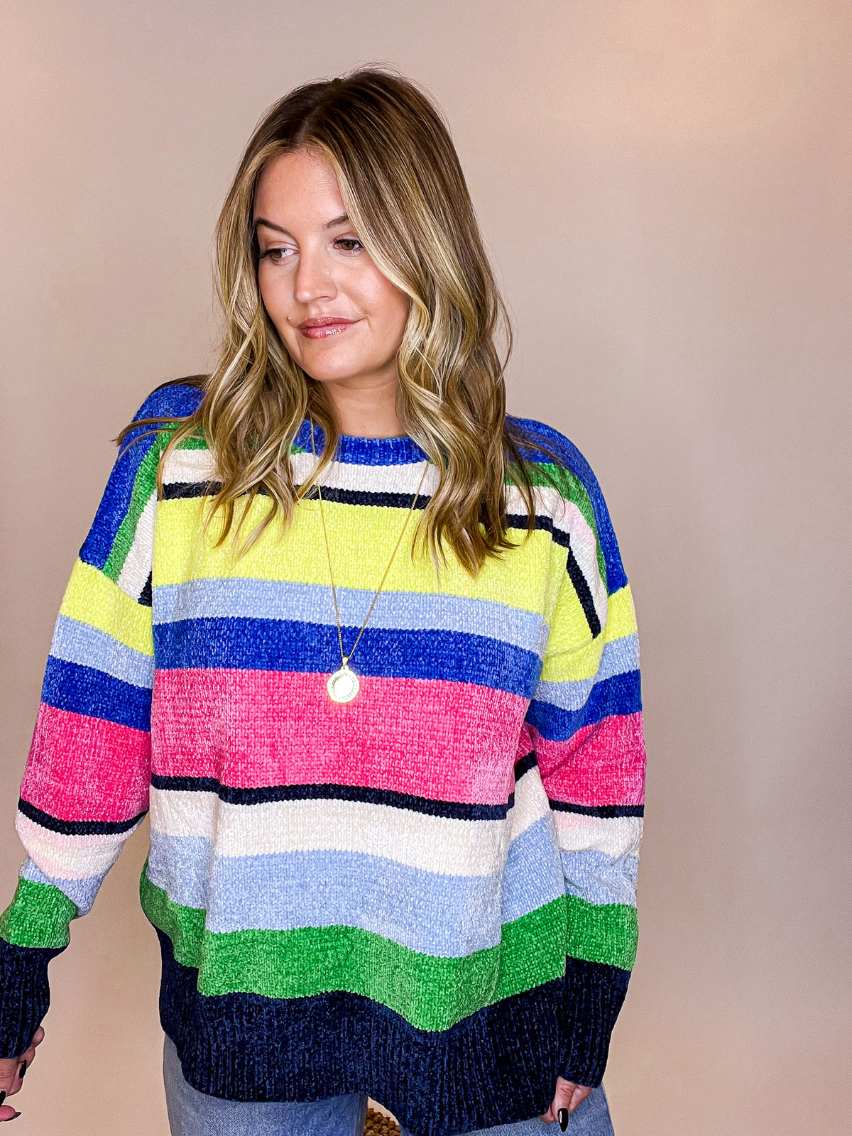 Rainbow Color Block Striped Sweater, Multi