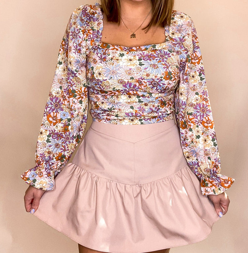 Ruffled Detail Skort, Dusty Pink
