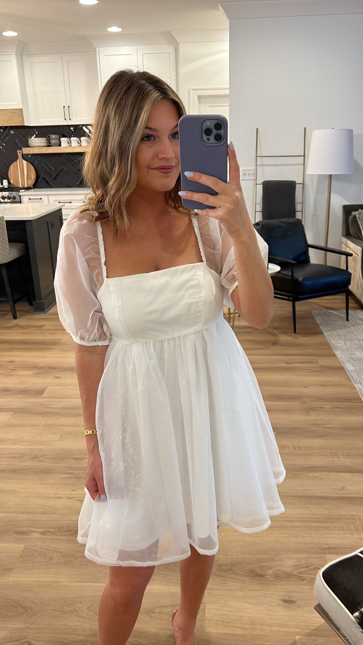 Bridal Bliss Puff Sleeve Dress, White