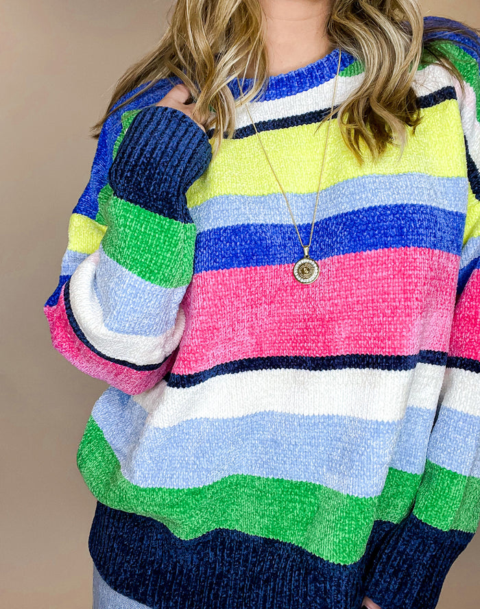 Rainbow Color Block Striped Sweater, Multi