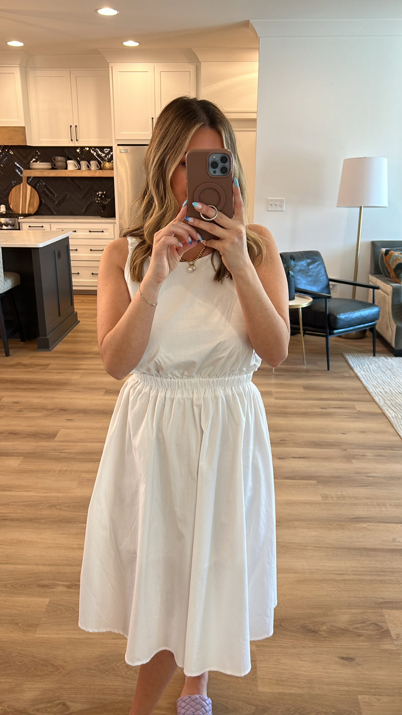 True Lover Poplin Cut Out Midi Dress, Off White