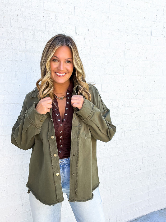 Relaxed Military Jacket, Olive