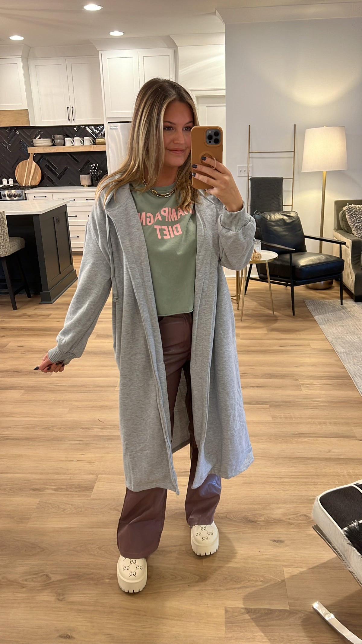 Tammy Oversized Hooded Cardigan, Heather Grey